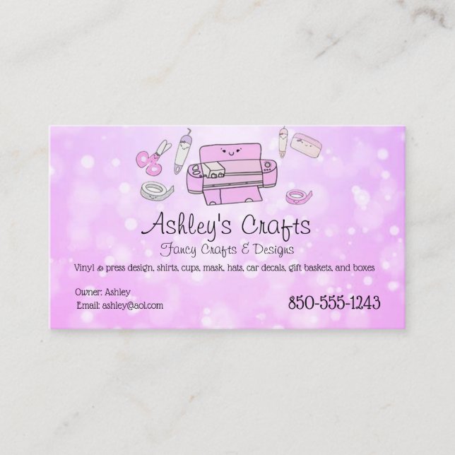 Tarjeta De Visita Craft Vinyl Pink Bokeh para silueta o crujiente (Anverso)