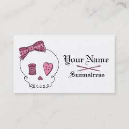 Tarjeta De Visita Cráneo de costura (rosa)