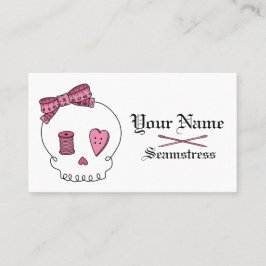 Tarjeta De Visita Cráneo de costura (rosa)
