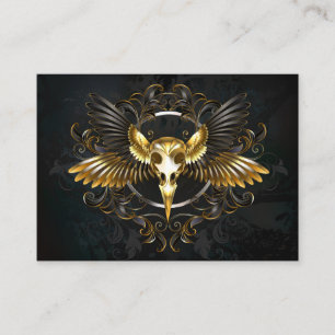 Tarjeta De Visita Cráneo de pájaro dorado sobre fondo negro