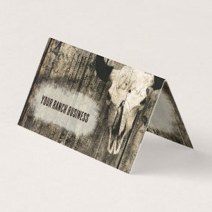 Tarjeta De Visita Cráneo de toro rústico sepia vintage occidental