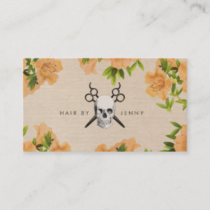Tarjeta De Visita cráneo floral de los esquileos del amarillo del