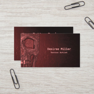 Tarjeta De Visita Cráneo gótico Artista de tatuajes rosados