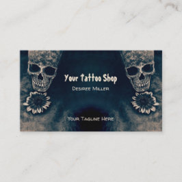 Tarjeta De Visita Cráneo Gótico Girasol Estilo Antiguo