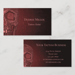 Tarjeta De Visita Cráneo gótico Girly Metálico Tatuaje Rojo