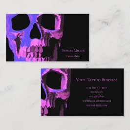 Tarjeta De Visita Cráneo gótico Guay Pink Purple Black Macabre
