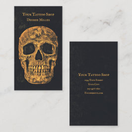 Tarjeta De Visita Cráneo gótico Oro Amarillo Textura Grunge Negro