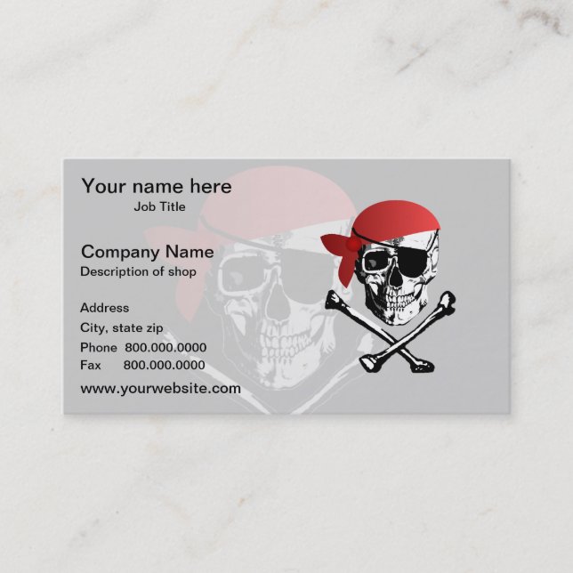 Tarjeta De Visita Cráneo y bandera pirata del pirata (Anverso)