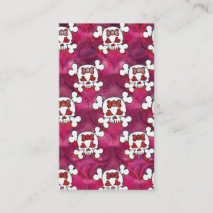 Tarjeta De Visita Cráneos y corazones de las rosas fuertes