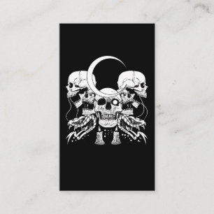 Tarjeta De Visita Cránulos espeluznantes Crescent Gothic Moon Witch