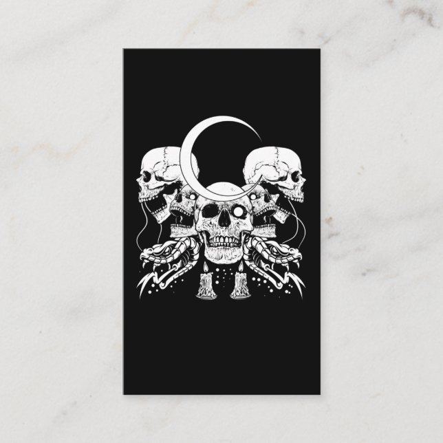 Tarjeta De Visita Cránulos espeluznantes Crescent Gothic Moon WitchS (Anverso)