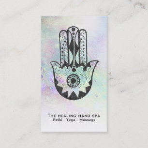Tarjeta De Visita *~* Cráteres de luna - Mano Hamsa del arcoiris F