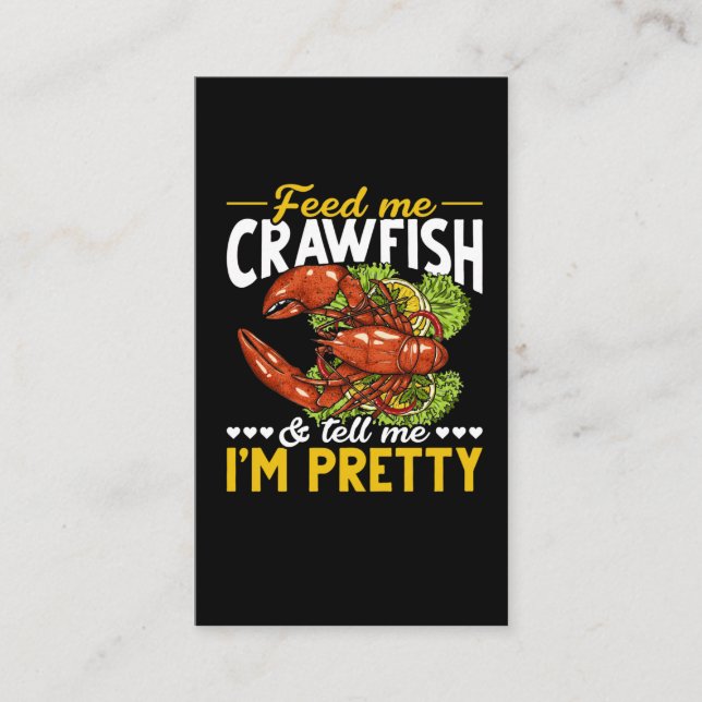 Tarjeta De Visita Crawfish curioso cita comida de pescado (Anverso)