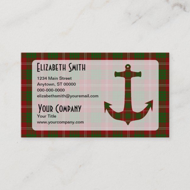 Tarjeta De Visita Crawford Tartan Plaid Anchor (Anverso)