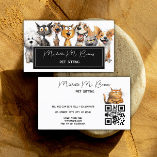 Tarjeta De Visita Crazy Crazy Cats Perros Mascota Sitter Código QR B
