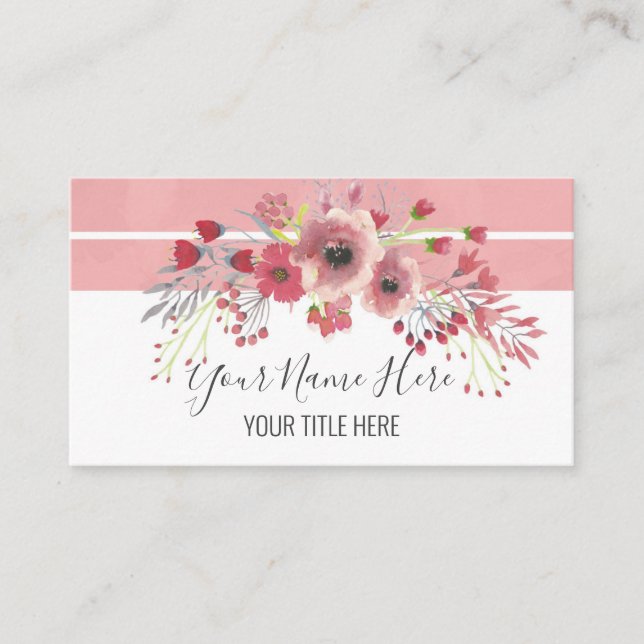 Tarjeta De Visita Crea Tu Elegante Bouquet De Flores Rosa (Anverso)