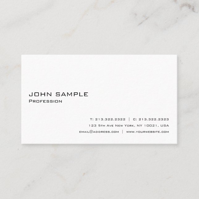 Tarjeta De Visita Crea Tu Propia Llanura Simple Blanca Elegante Mode (Anverso)
