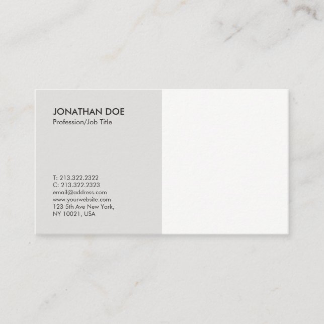 Tarjeta De Visita Crea tu propio blanco gris puro profesional (Anverso)