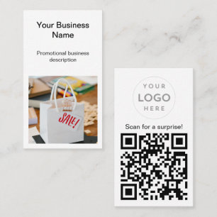 Tarjeta De Visita Crea tu propio código QR promocional de foto logo