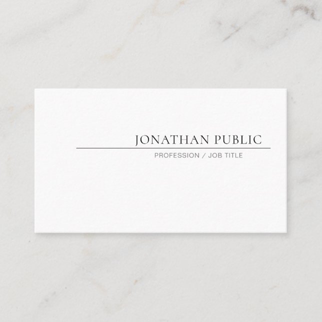 Tarjeta De Visita Crea Tu Propio Diseño Simple Elegante Llanto Blanc (Anverso)