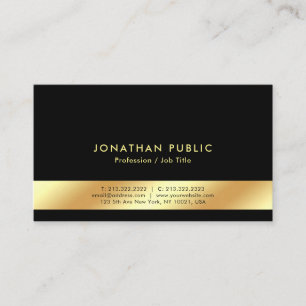 Tarjeta De Visita Crea tu propio elegante moderno negro y dorado