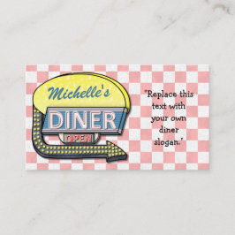 Tarjeta De Visita Crea tu propio Rótulo de Diner Personalizado Retro