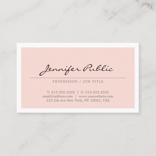 Tarjeta De Visita Crea tu propio Rubor elegante moderno rosa simple (Anverso)