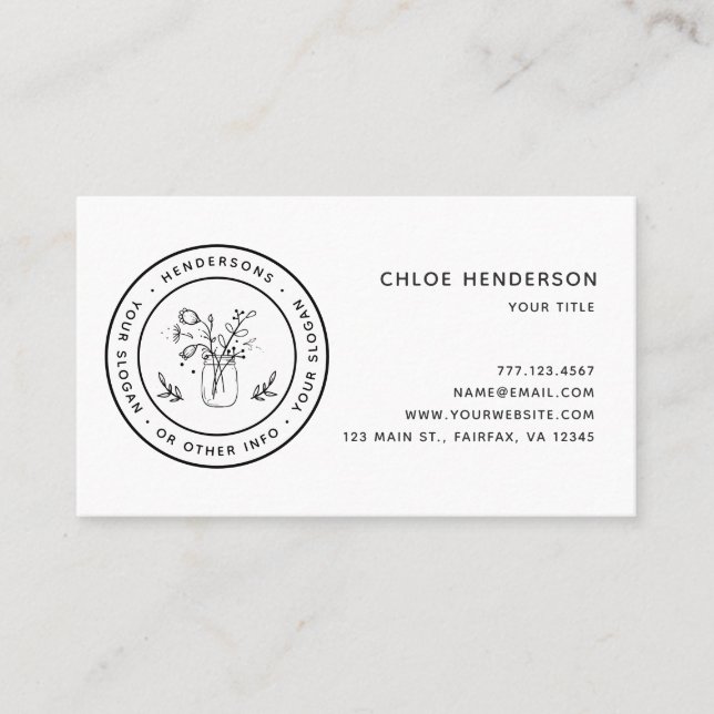 Tarjeta De Visita Crea tus propias Flores De Jar Mason (Anverso)