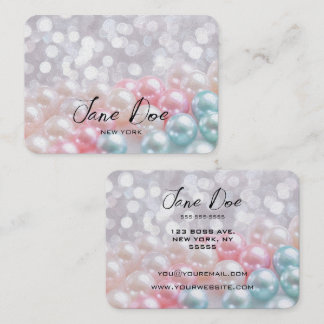 Tarjeta De Visita Crea tus propias perlas azules y rosadas Personali