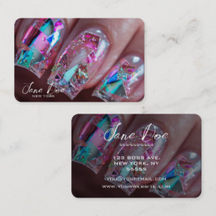 Tarjeta De Visita Crea tus propios clavos holográficos rosados