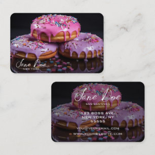 Tarjeta De Visita Crea tus propios donuts rosados y morados