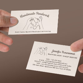 Tarjeta De Visita Creación de Bijouterie de cuentas de marfil beige 