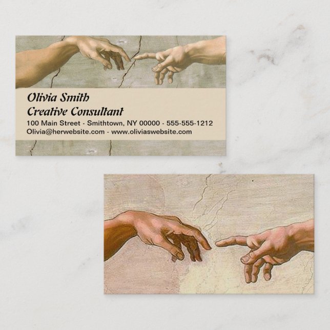 Tarjeta De Visita Creación de Michelangelo Adam God Art (Anverso / Reverso)