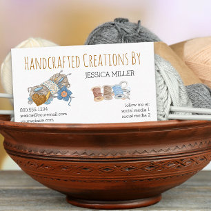 Tarjeta De Visita Creaciones Hechas a Mano Hilo de Coser Blanco de u