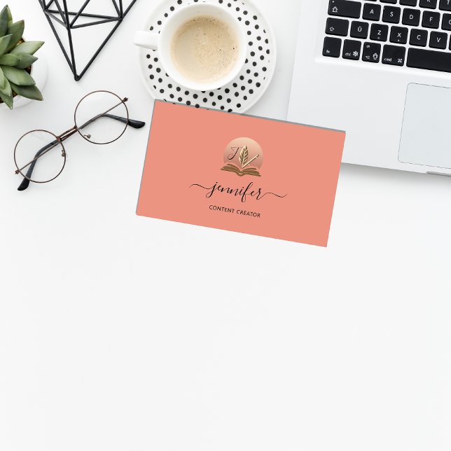 Tarjeta De Visita Creador de contenido para escritores de medios soc (Social Media Writer Content Creator BlogQR Monogam Business Card)