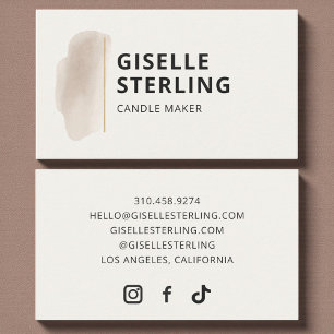 Tarjeta De Visita Creador de velas neutro beige acuarela elegante