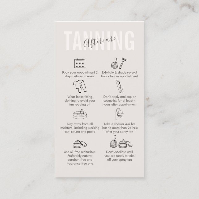 Tarjeta De Visita Cream Beige Tanning Aftercare (Reverso)