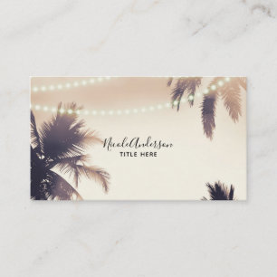Tarjeta De Visita Cream Dream Palm Trees & Lights Beacham Glam