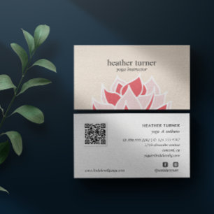 Tarjeta De Visita Cream Lotus QR CODE wellness spa masaje yoga