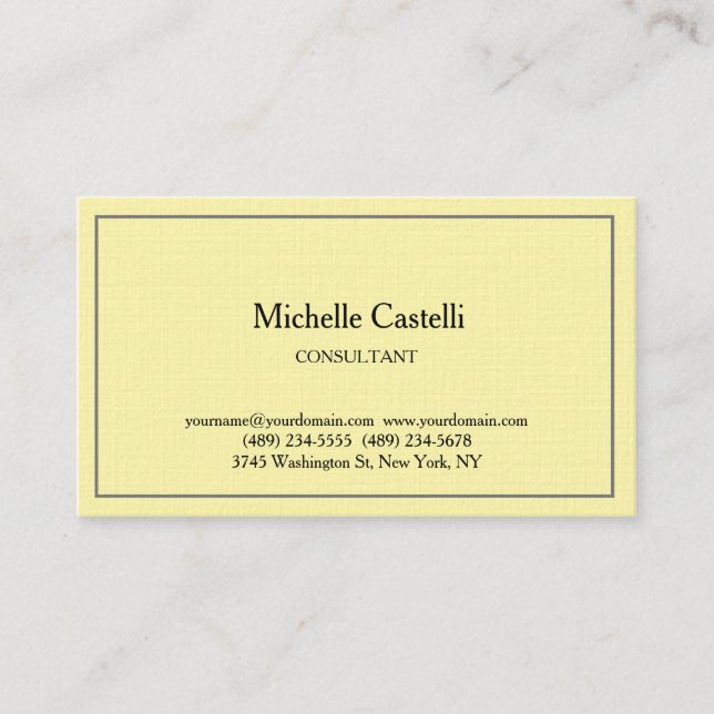 Tarjeta De Visita Cream Premium Linen Profesional Único Clásico (Anverso)