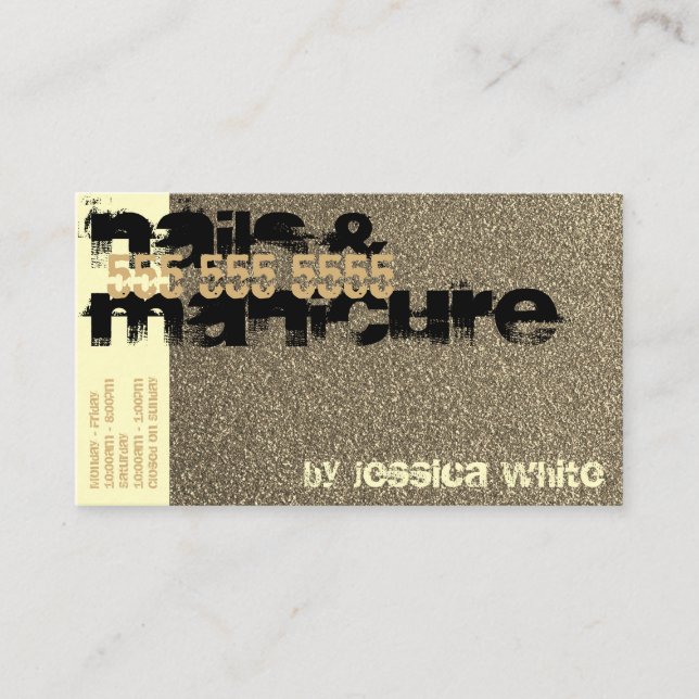 Tarjeta De Visita Cream Purpurina Springles Estudio de uñas Manicura (Anverso)