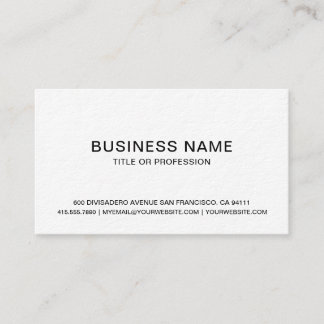 Tarjeta De Visita Crear su propio blanco simple profesional
