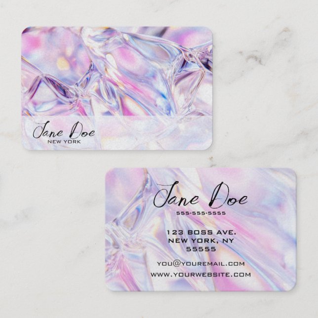 Tarjeta De Visita Crear su propio iridiscente rosado (Anverso / Reverso)