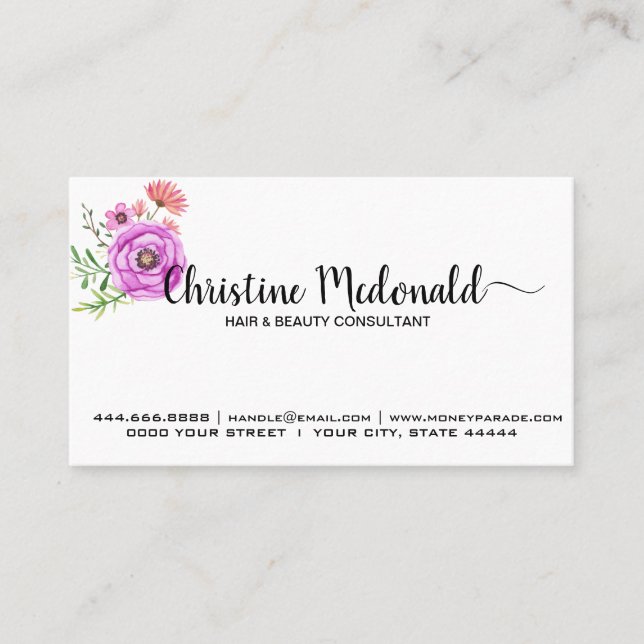 Tarjeta De Visita Crear su propio Personalizado de diseño floral per (Anverso)