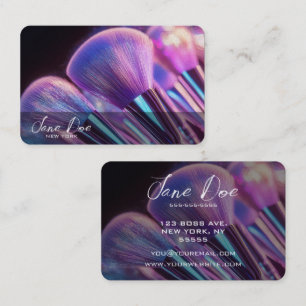 Tarjeta De Visita Crear sus propios pinceles de maquillaje púrpura