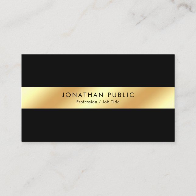 Tarjeta De Visita Create Your Own Elegant Black & Gold Template (Anverso)