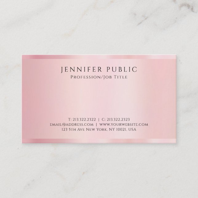 Tarjeta De Visita Create Your Own Rose Gold Professional Luxury (Anverso)