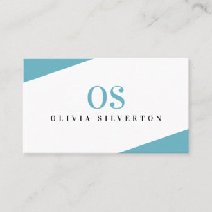 Tarjeta De Visita CREATING CORNERS clase monograma aqua blanco negro