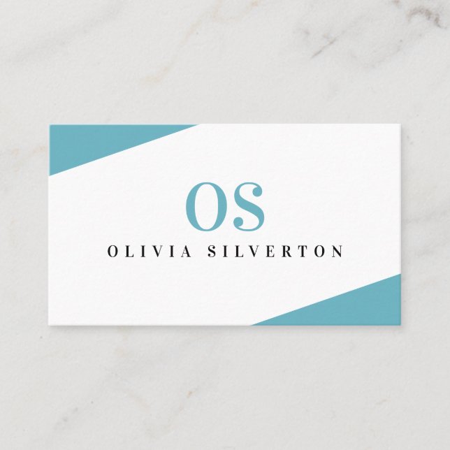 Tarjeta De Visita CREATING CORNERS clase monograma aqua blanco negro (Anverso)