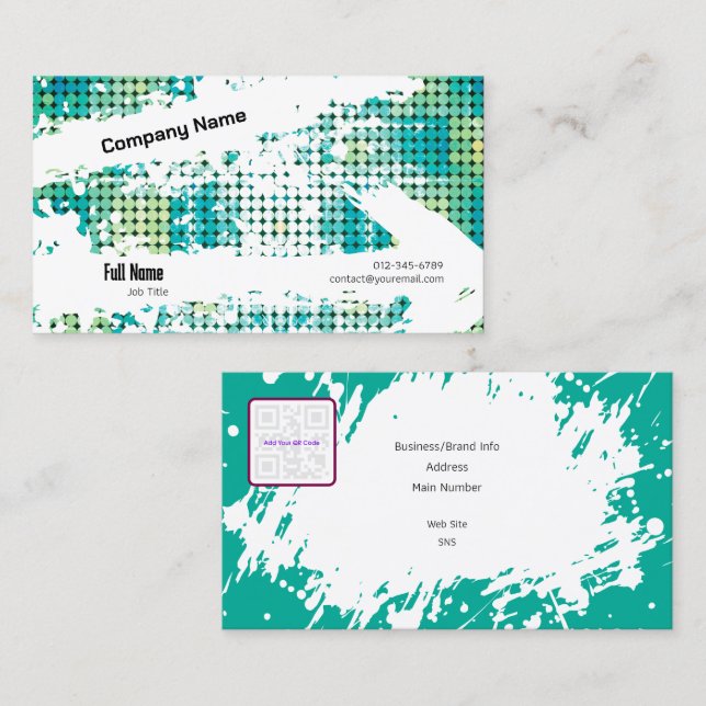 Tarjeta de visita creativa con QR - Vibes retro (B (Anverso / Reverso)